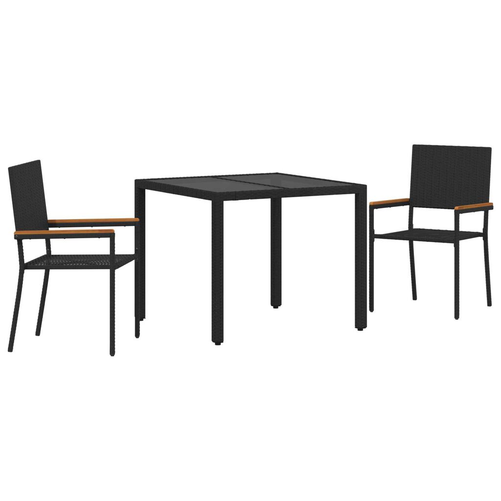 vidaXL Σέτ φαγητού για κήπο 3 pcs Μαύρο 90 x 90 x 75 cm