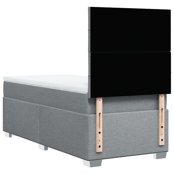 vidaXL Κρεβάτι Boxspring με Στρώμα Ανοιχτό Γκρι 90x200 εκ. Υφασμάτινο