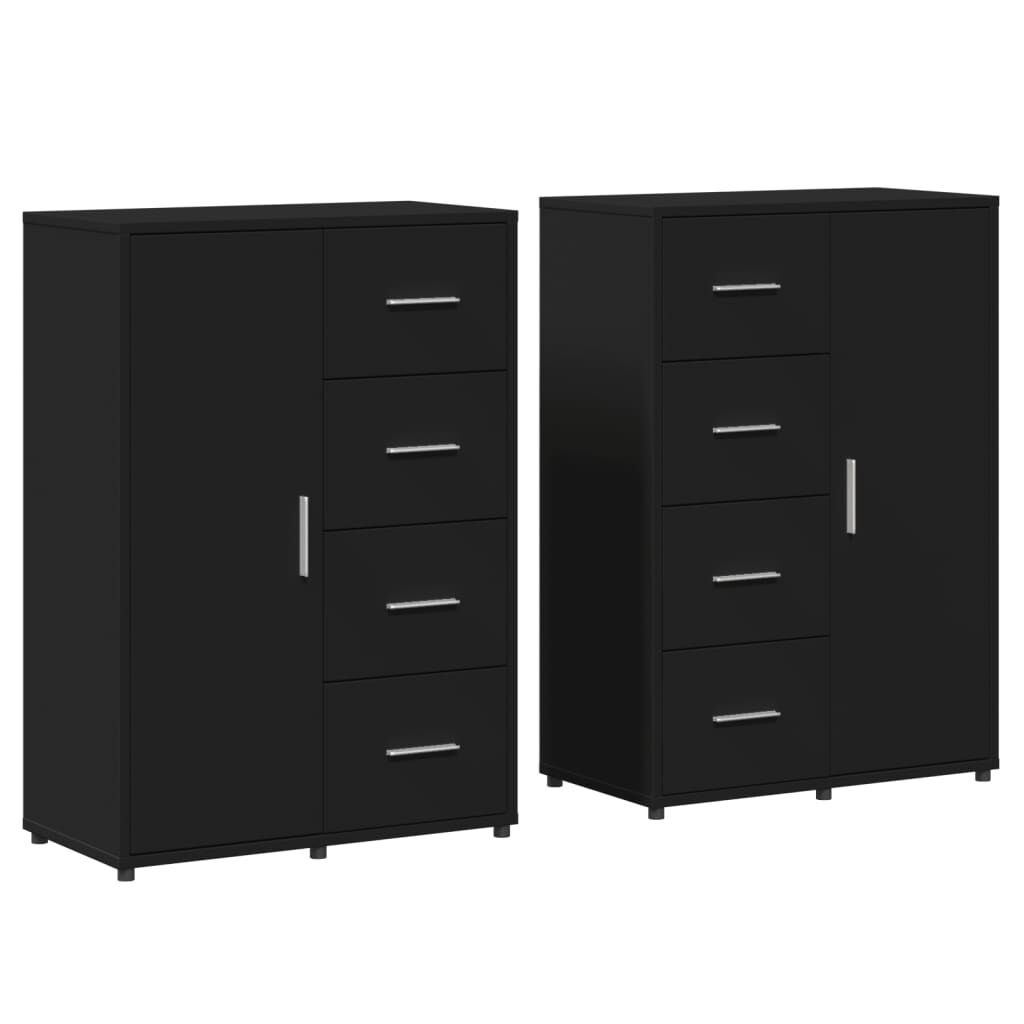 vidaXL Βοηθητικά Ντουλάπια 2 τεμ. Μαύρη 60 x 31 x 84 εκ. Επεξεργ. Ξύλο