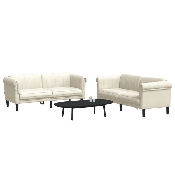 vidaXL Πολυθρόνες Σετ 2 Τεμαχίων Κρεμ από Βελούδο