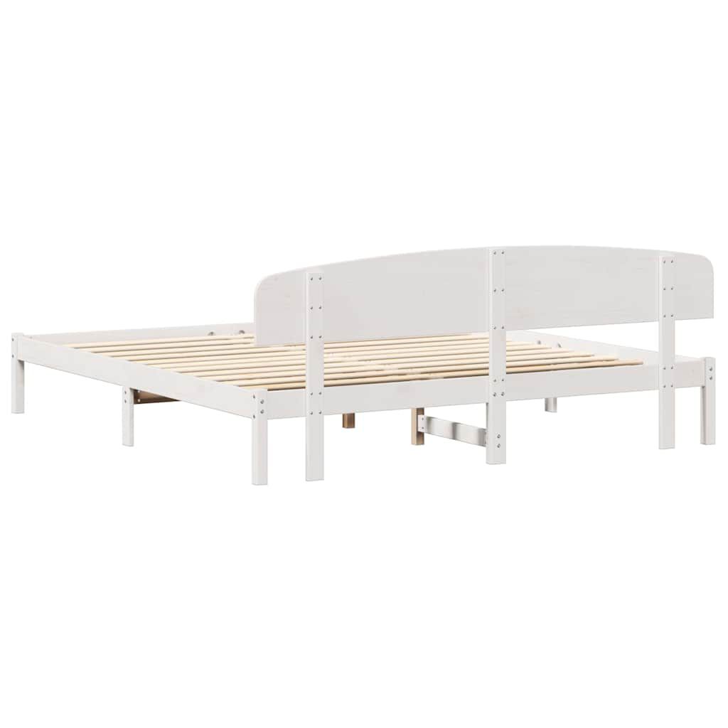 vidaXL Σκελετός Κρεβατιού Λευκό 200 x 200 cm Μασίφ ξύλο πεύκου