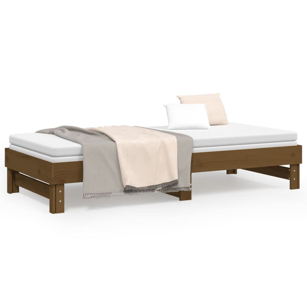 vidaXL Καναπές Κρεβάτι Συρόμενος Μελί 2x(90x200) εκ. από Μασίφ Πεύκο