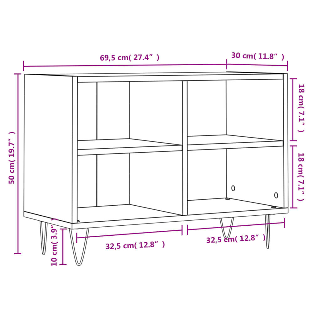 vidaXL Έπιπλο Τηλεόρασης Γυαλ. Λευκό 69,5x30x50 εκ. Επεξεργασμένο Ξύλο