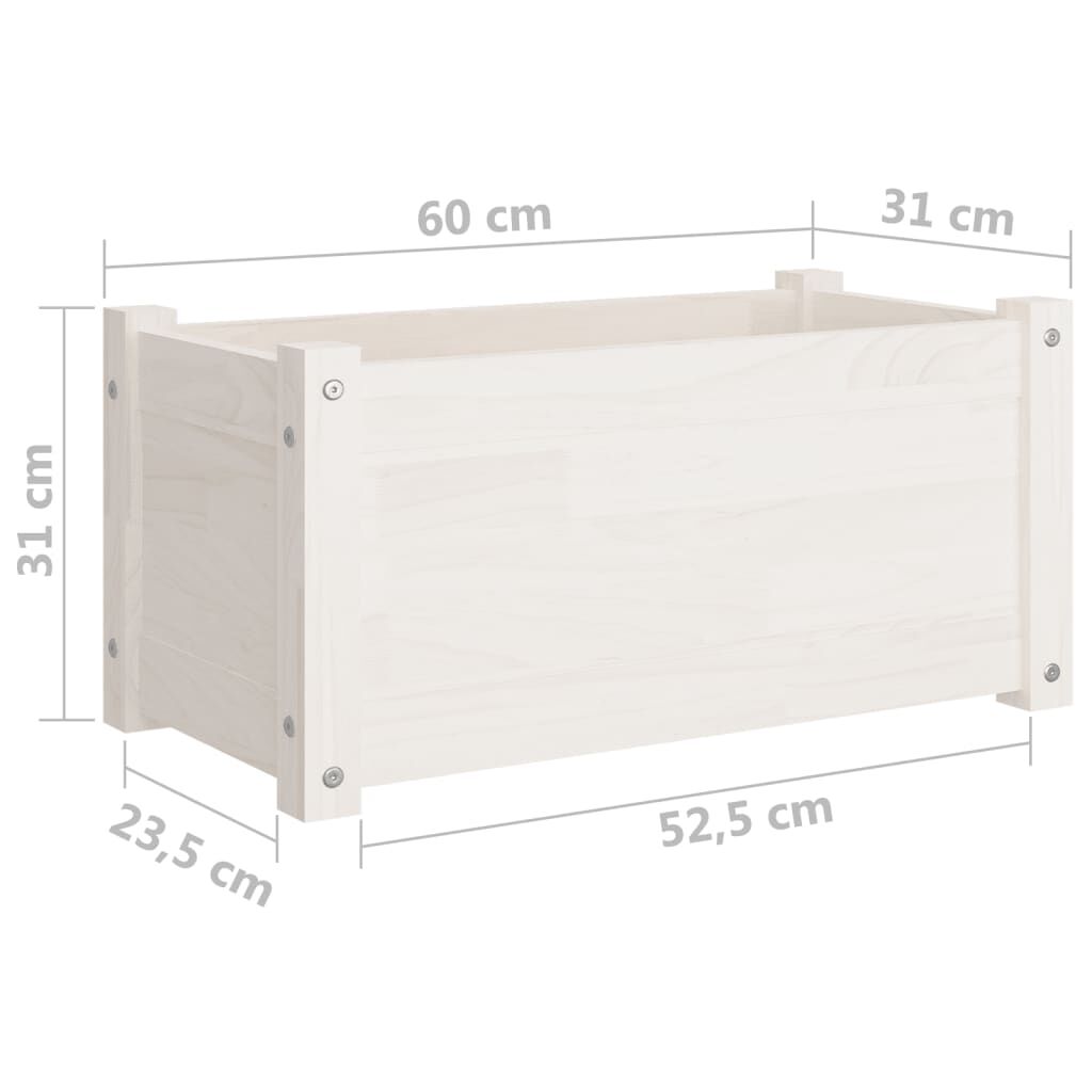 vidaXL Ζαρντινιέρα Λευκή 60 x 31 x 31 εκ. από Μασίφ Ξύλο Πεύκου