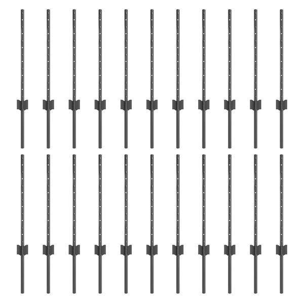 vidaXL Πό posts φράχτη 22 pcs Γκρι 100 cm Ατσάλι