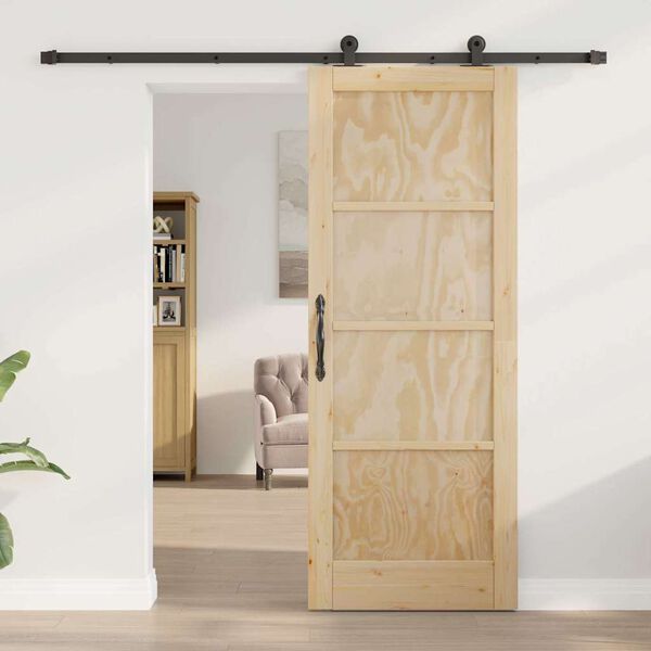vidaXL Συρόμενη Πόρτα ORKDAL Φυσικό και μαύρο 78 x 202 εκ.