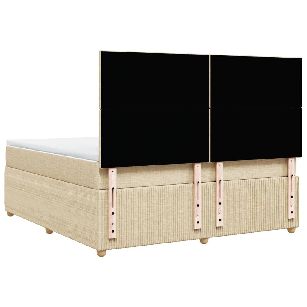 vidaXL Κρεβάτι Boxspring με Στρώμα Κρεμ 180x200 εκ. Υφασμάτινο
