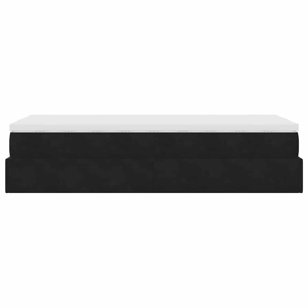 vidaXL Οθωμανικό κρεβάτι με στρώμα Μαύρο 90x200cm Velvet
