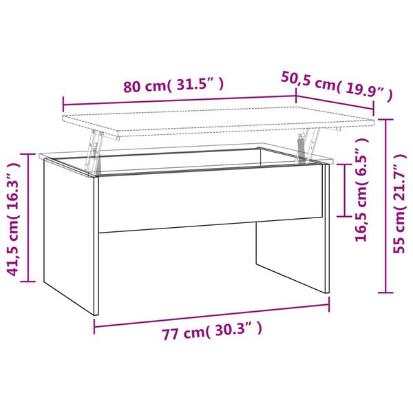 vidaXL Τραπεζάκι Σαλονιού Γκρι Σκυρ. 80x50,5x41,5 εκ. Επεξεργ. Ξύλο