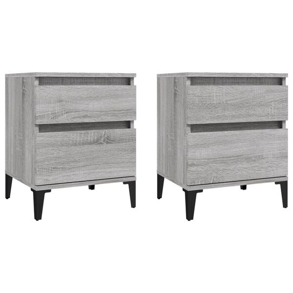 vidaXL Κομοδίνα 2 Τεμ. Γκρι Sonoma 40x35x50 εκ.