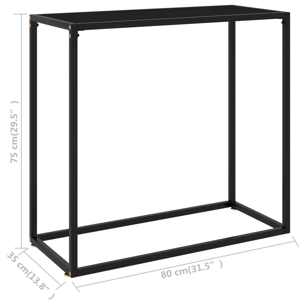 vidaXL Τραπέζι Κονσόλα Μαύρο 80 x 35 x 75 εκ. από Ψημένο Γυαλί