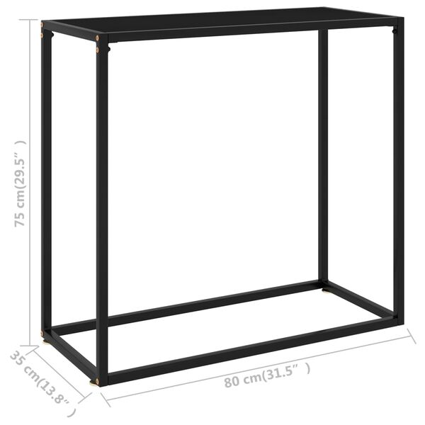 vidaXL Τραπέζι Κονσόλα Μαύρο 80 x 35 x 75 εκ. από Ψημένο Γυαλί