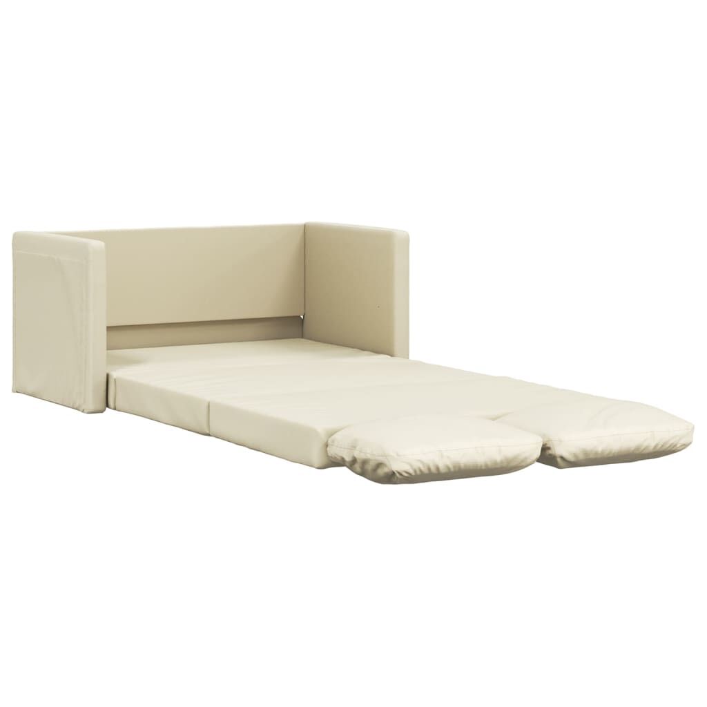 vidaXL Καναπές-Κρεβάτι Δαπέδου 2 σε 1 Κρεμ 112x174x55 εκ. Συνθ. Δέρμα