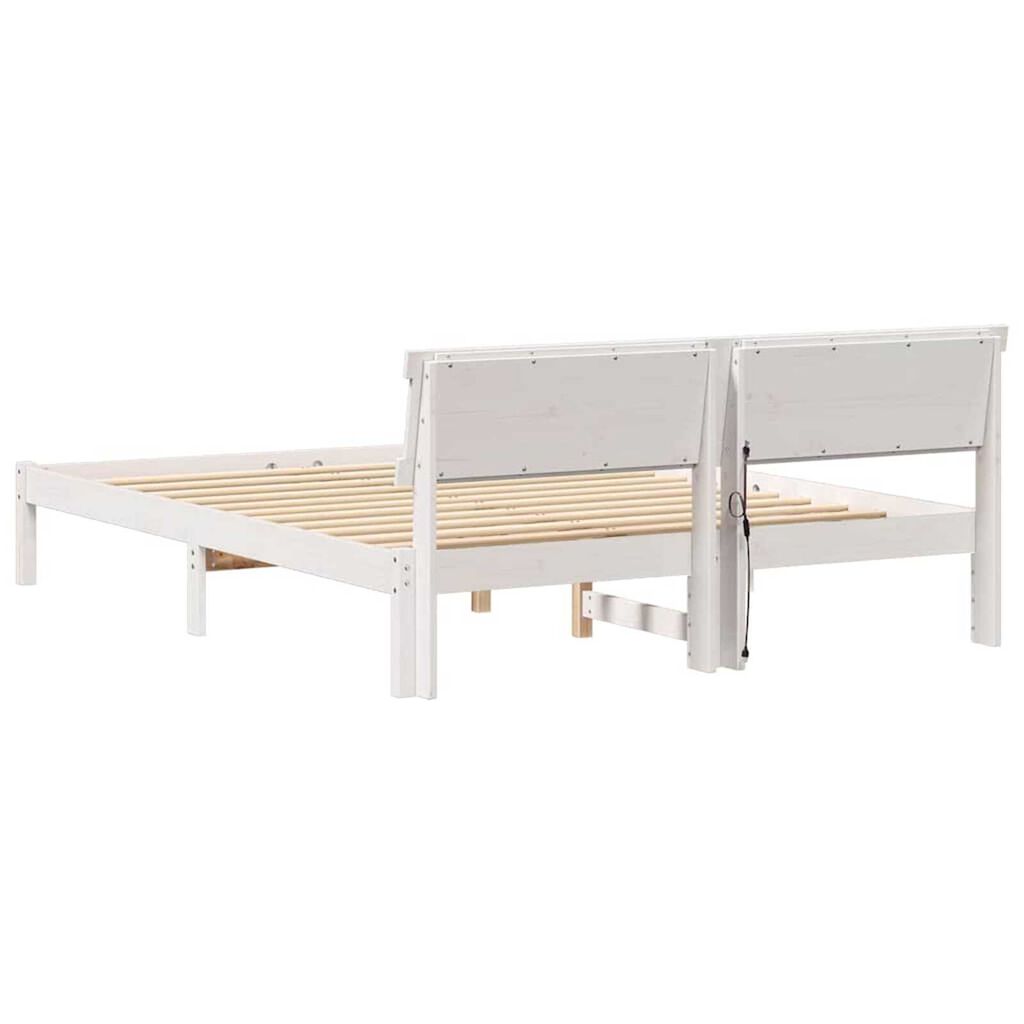 vidaXL Σκελετός Κρεβατιού Λευκό 150 x 200 cm Μασίφ ξύλο πεύκου