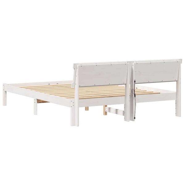 vidaXL Σκελετός Κρεβατιού Λευκό 150 x 200 cm Μασίφ ξύλο πεύκου