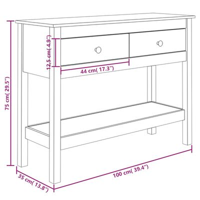 vidaXL Τραπέζι κονσόλα Καφέ μελί 100x35x75 εκ. Μασίφ Ξύλο Πεύκου