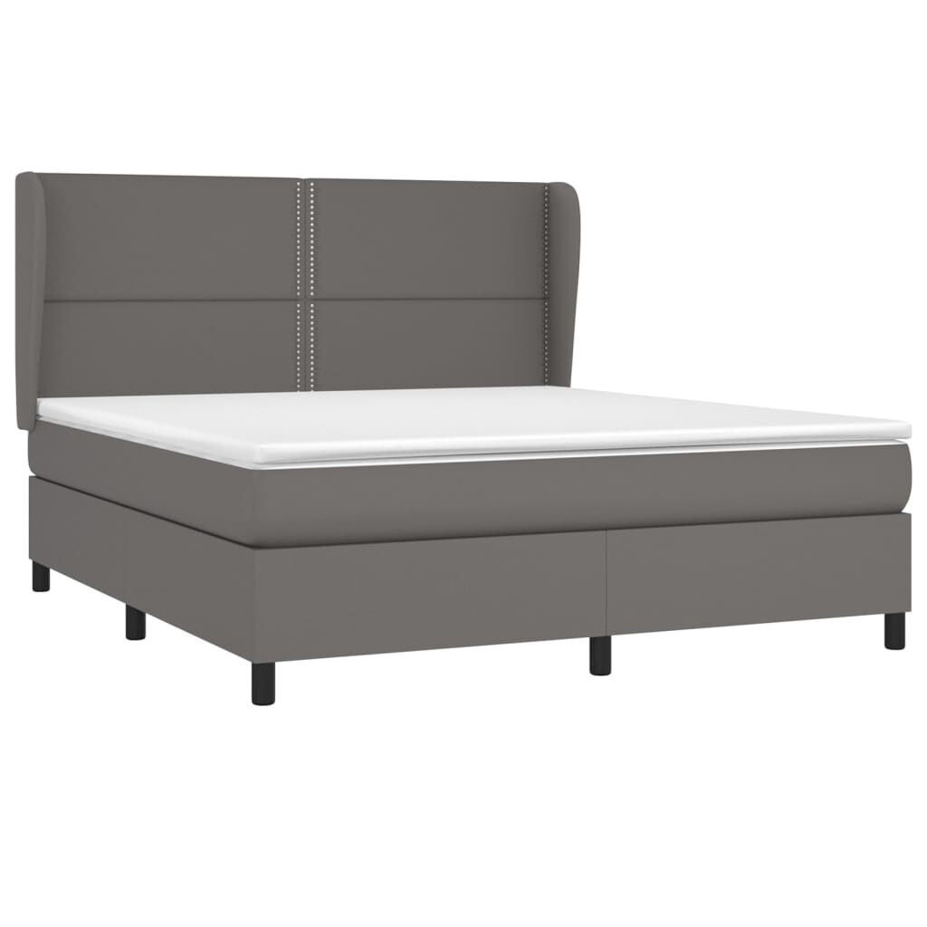 vidaXL Κρεβάτι Boxspring με Στρώμα Γκρι 180x200 εκ. Συνθετικό Δέρμα