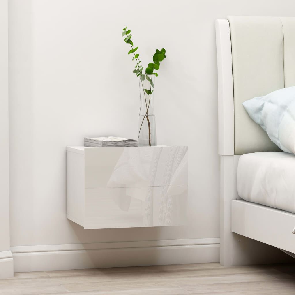 vidaXL Κομοδίνα 2 τεμ. Γυαλιστερό Λευκό 40x30x30 εκ. από Επεξ. Ξύλο