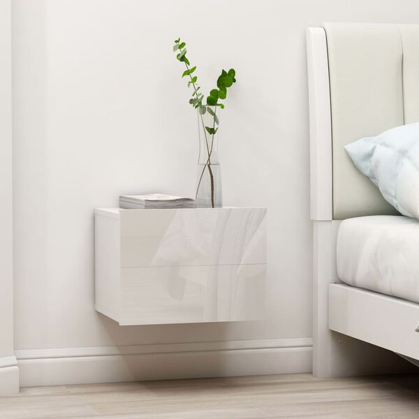 vidaXL Κομοδίνα 2 τεμ. Γυαλιστερό Λευκό 40x30x30 εκ. από Επεξ. Ξύλο