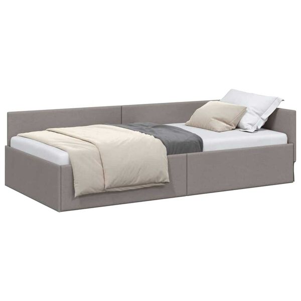 vidaXL Κρεβάτι Γωνίας Taupe 90 x 200 cm Ύφασμα και Έργο ξύλου