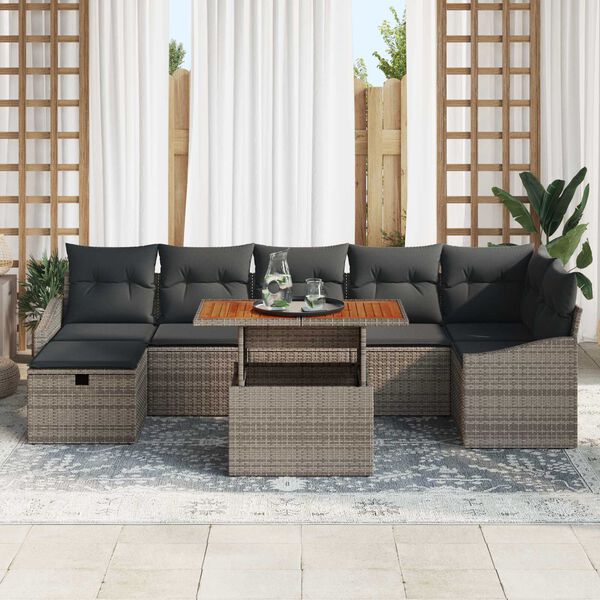 vidaXL Σετ Καναπέ Κήπου 8 pcs Γκρι συνθετικό ρατάν