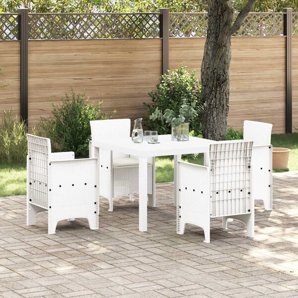 vidaXL Σέτ φαγητού για κήπο 5 pcs Λευκό Rattan Polt