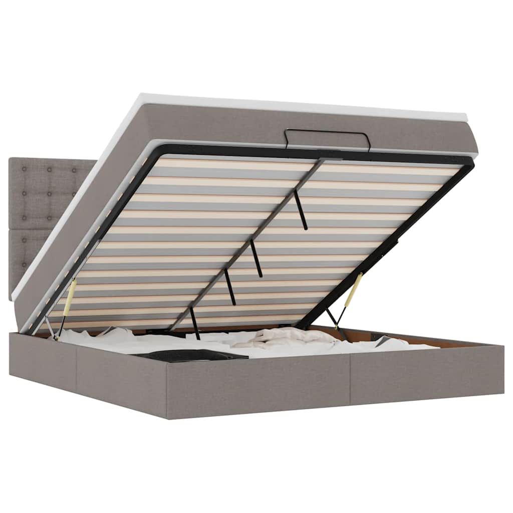 vidaXL Οθωμανικό κρεβάτι με στρώμα Taupe 180x200cm ύφασμα