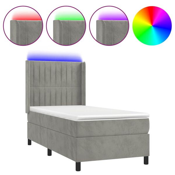 vidaXL &Kappa;&rho;&epsilon;&beta;ά&tau;&iota; Boxspring &mu;&epsilon; &Sigma;&tau;&rho;ώ&mu;&alpha; & LED &Alpha;&nu;.&Gamma;&kappa;&rho;&iota; 90x190 &epsilon;&kappa;. &Beta;&epsilon;&lambda;&omicron;ύ&delta;&iota;&nu;&omicron;