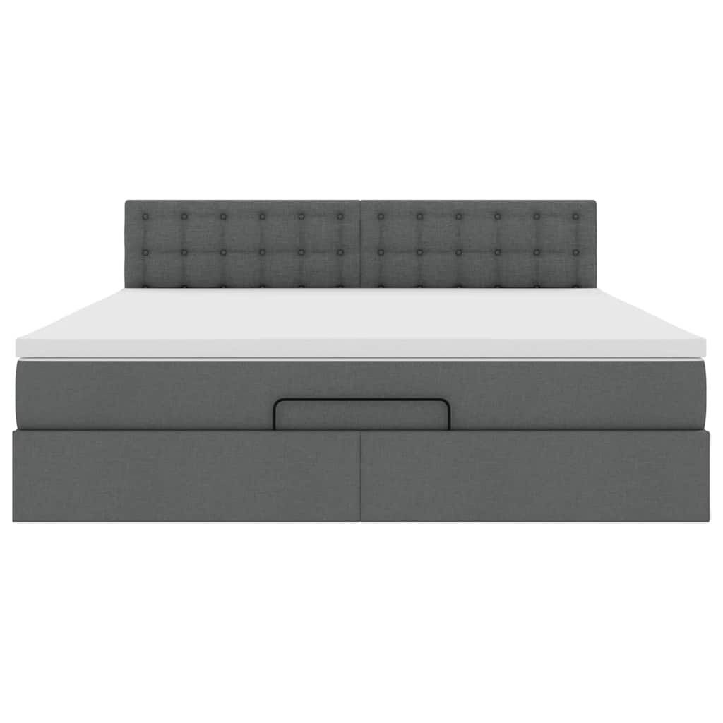 vidaXL Οθωμανικό κρεβάτι με στρώμα σκούρο γκρι 180x200cm ύφασμα