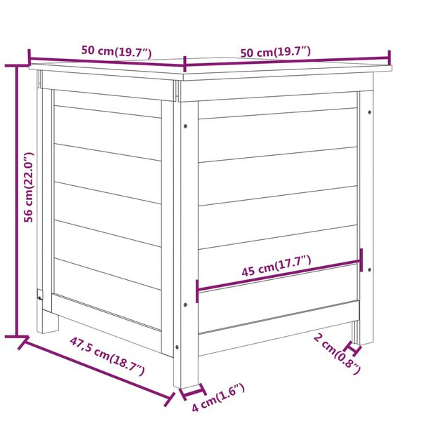 vidaXL Κουτί Μαξιλαριών Εξ. Χώρου Καφέ 50x50x56 εκ. Μασίφ Ξύλο Ελάτης