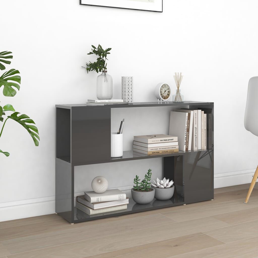 vidaXL Βιβλιοθήκη Γυαλιστερό Γκρι 100 x 24 x 63 εκ. από Μοριοσανίδα