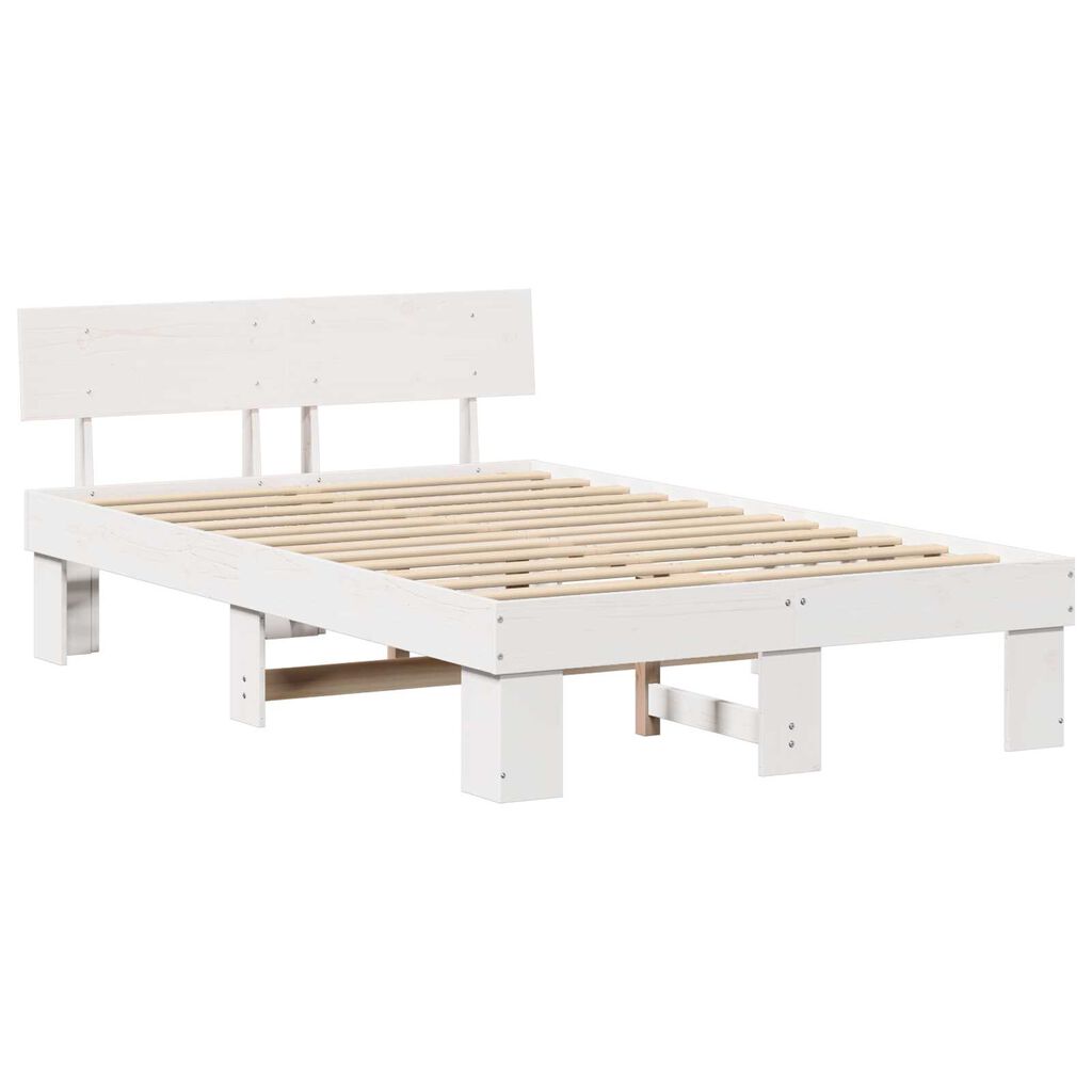 vidaXL Σκελετός Κρεβατιού Λευκό 120 x 200 cm Συμπαγές ξύλο πεύκου