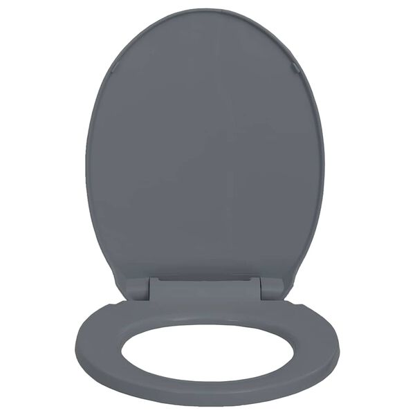 vidaXL Κάλυμμα Λεκάνης με Soft Close &amp; Quick Release Οβάλ Γκρι
