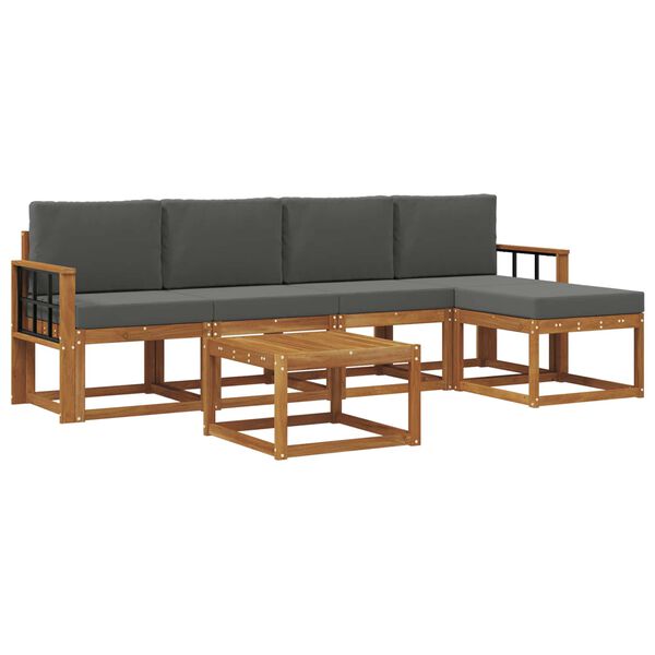 vidaXL &Sigma;&epsilon;&iota;&rho;ά &Kappa;&alpha;&nu;&alpha;&pi;έ &Epsilon;&xi;&omega;&tau;&epsilon;&rho;&iota;&kappa;&omicron;ύ &mu;&epsilon; &mu;&alpha;&xi;&iota;&lambda;ά&rho;&iota; 6 pcs &Phi;&upsilon;&sigma;&iota;&kappa;ό &kappa;&alpha;&iota; &Alpha;&nu;&theta;&rho;&alpha;&kappa;ί