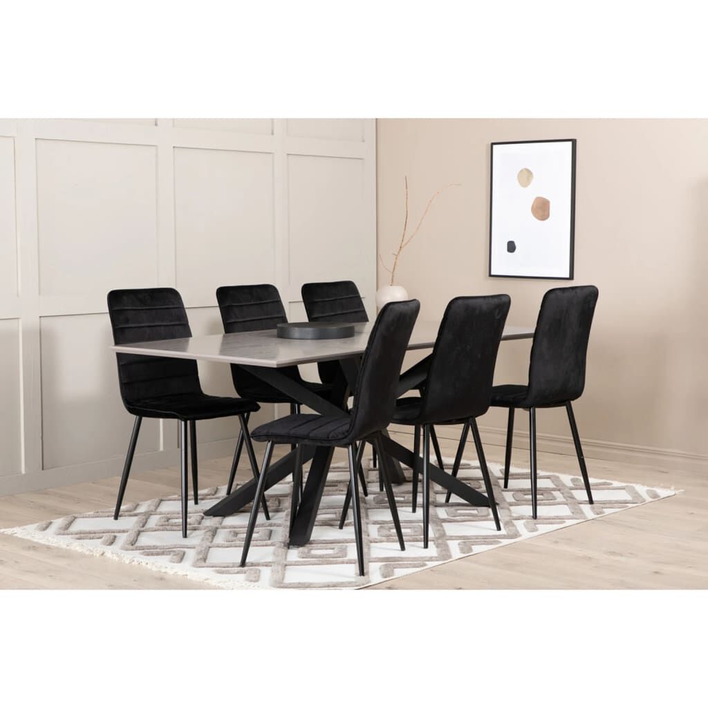 Venture Home Καρέκλες Τραπεζαρίας Windu 2 τεμ. Μαύρες Βελούδινες