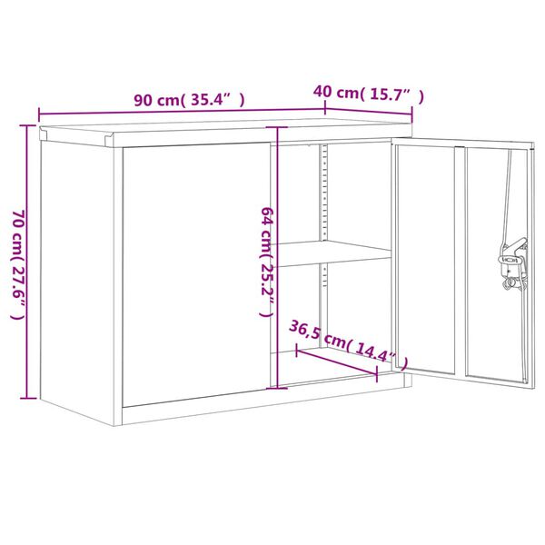 vidaXL Αρχειοθήκη Ανθρακί 90 x 40 x 70 εκ. από Ατσάλι