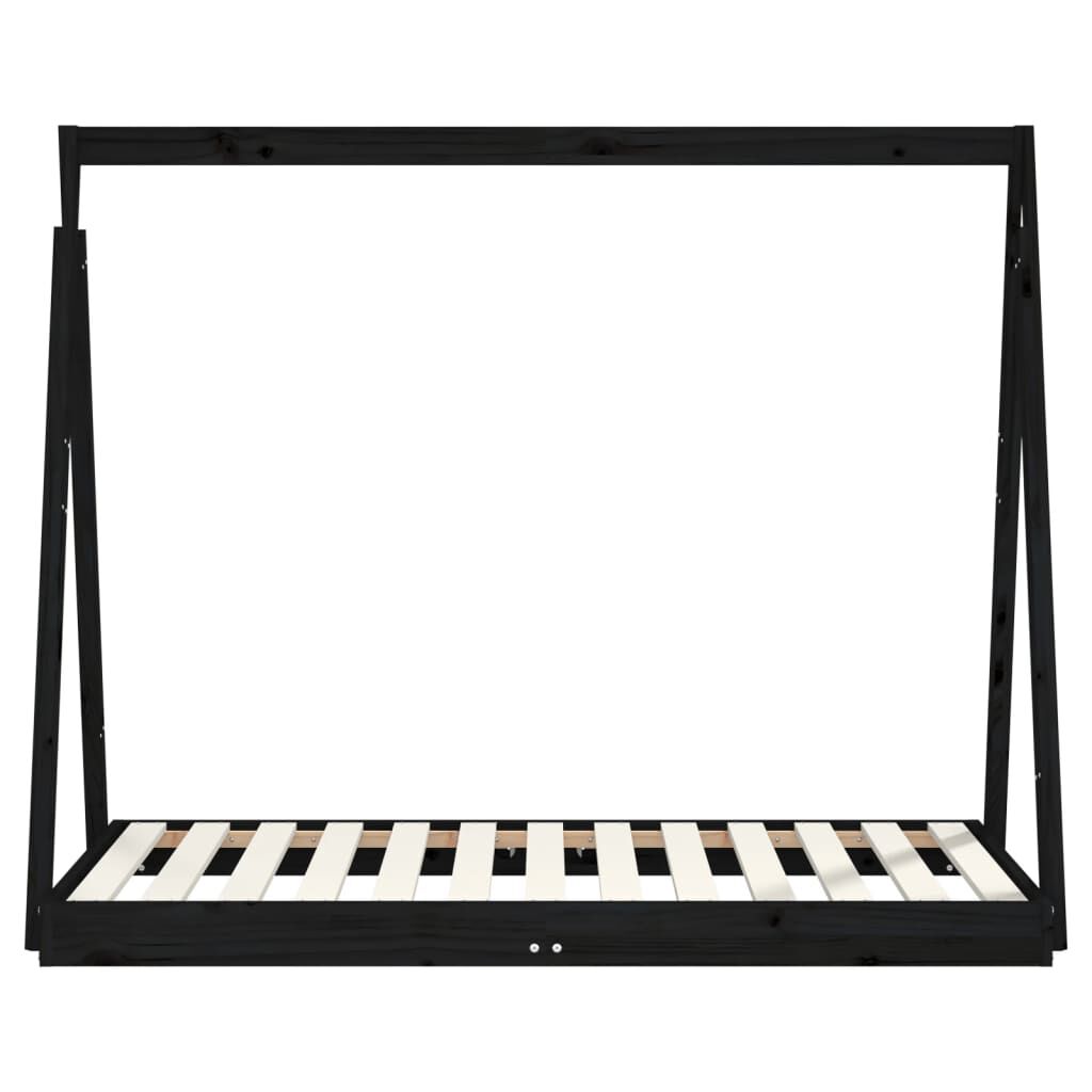vidaXL Πλαίσιο Κρεβατιού Μαύρο70 x 140 εκ. από Μασίφ Ξύλο Πεύκου