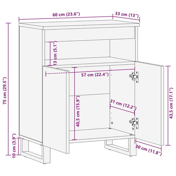 vidaXL Πλευρική Καρέκλα 60x33.5x75 εκ. από Μασίφ Ξύλο και Τεχνητό Ξύλο