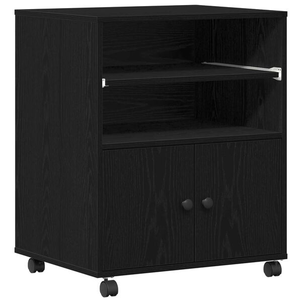 vidaXL Ράφι Εκτυπωτή με Ρόδες Μαύρη Δρυς 60x48x74 εκ.