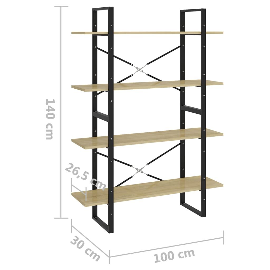 vidaXL Βιβλιοθήκη με 4 Ράφια Sonoma Δρυς 100x30x140 εκ από Επεξ. Ξύλο