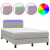vidaXL Κρεβάτι Boxspring με Στρώμα & LED Αν.Γκρι 120x200 εκ Υφασμάτινο
