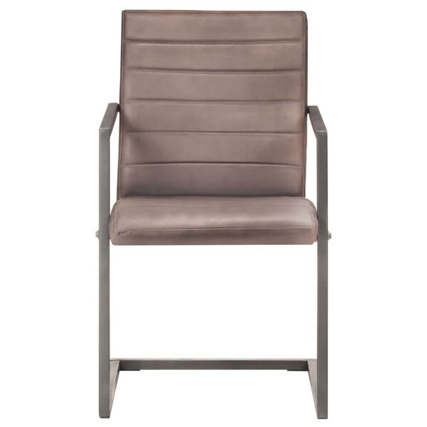 vidaXL Καρέκλες Τραπεζαρίας «Πρόβολος» 4 τεμ. Καφέ από Γνήσιο Δέρμα