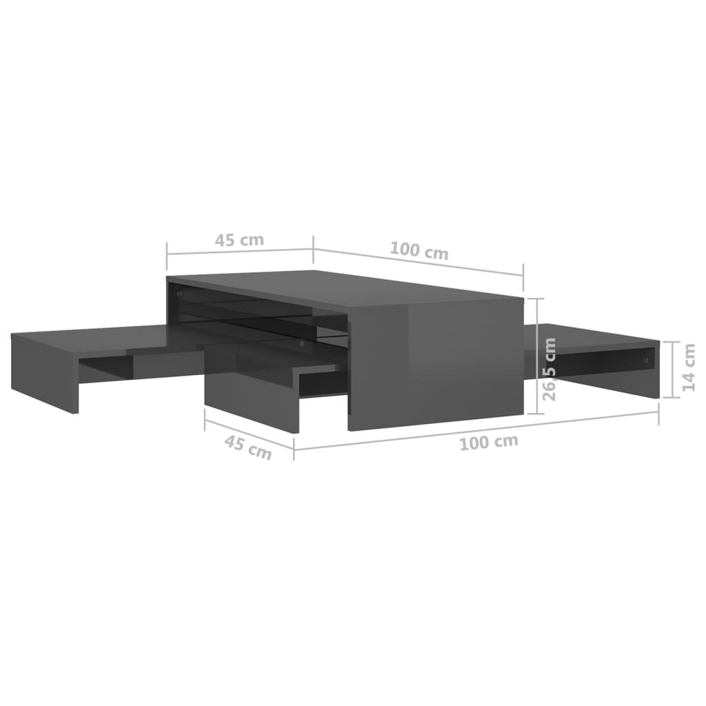 vidaXL Τραπεζάκι Ζιγκόν Γυαλιστερό Γκρι 100x100x26,5 εκ.
