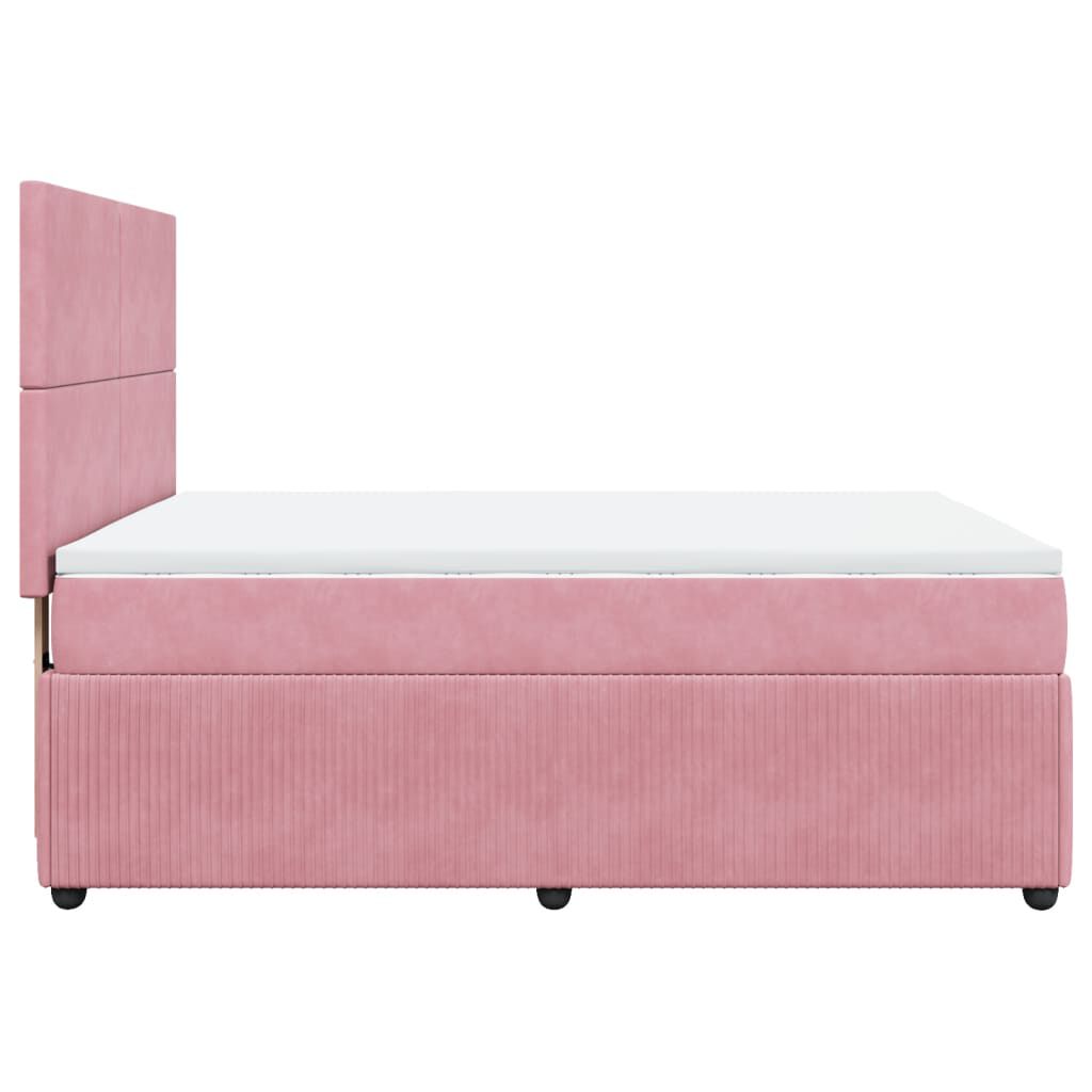 vidaXL Κρεβάτι Boxspring με Στρώμα Ροζ 140x200 εκ. Βελούδινο