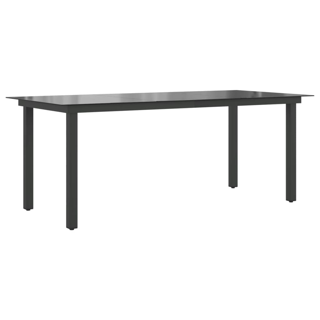 vidaXL Τραπέζι Κήπου Μαύρο 190 x 90 x 74 εκ. από Αλουμίνιο / Γυαλί