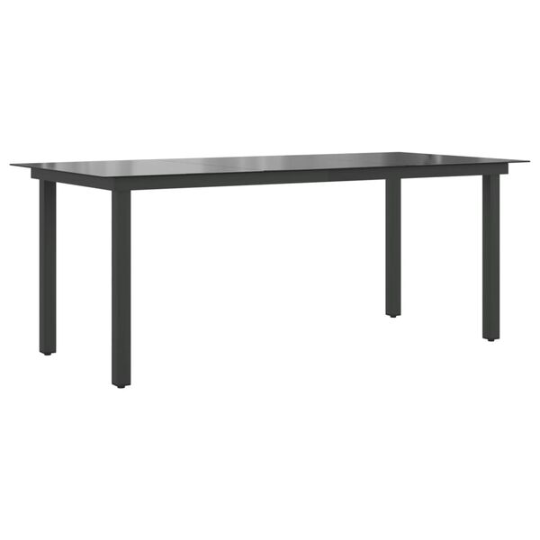 vidaXL Τραπέζι Κήπου Μαύρο 190 x 90 x 74 εκ. από Αλουμίνιο / Γυαλί
