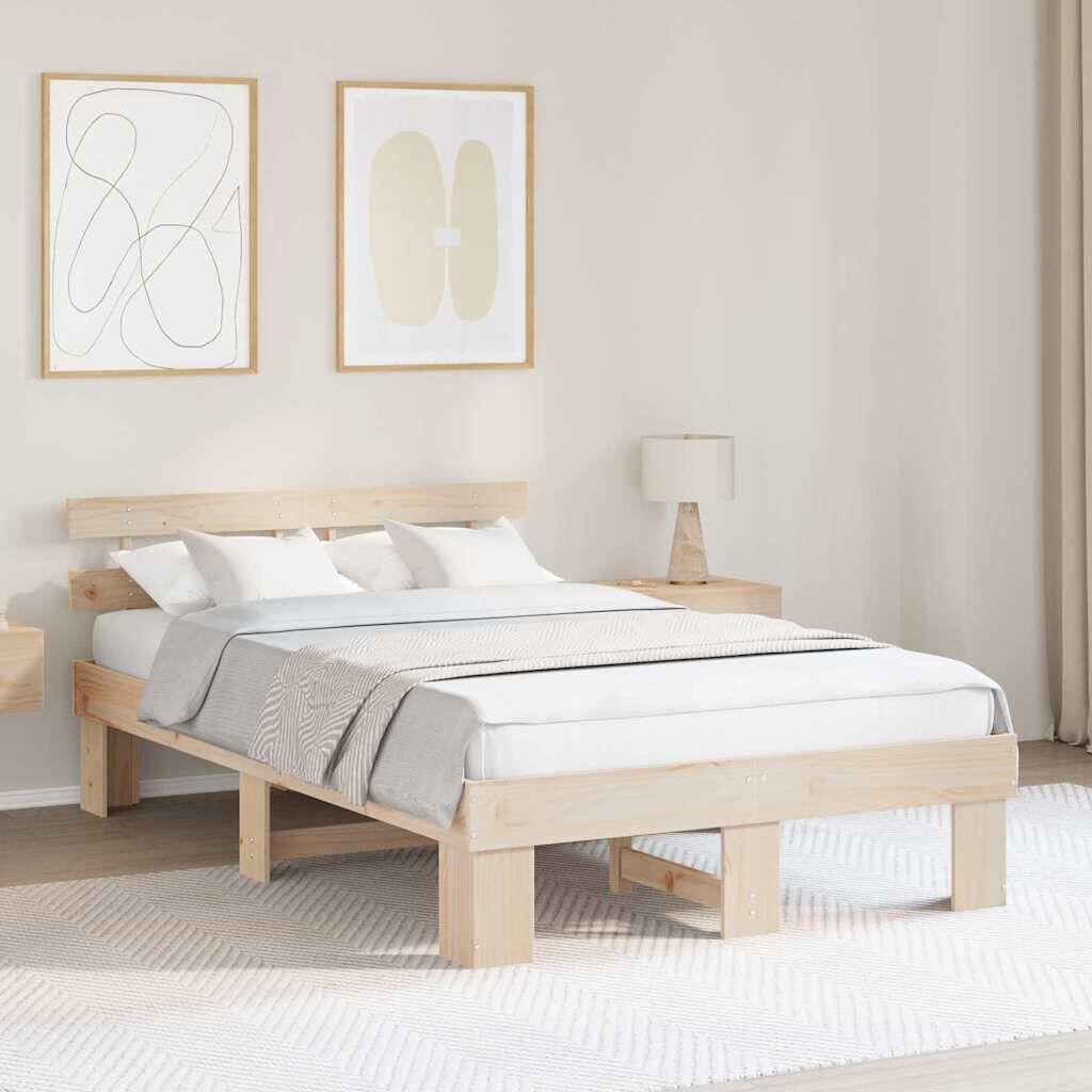 vidaXL Σκελετός Κρεβατιού Καφέ 120 x 200 cm Μασίφ ξύλο πεύκου