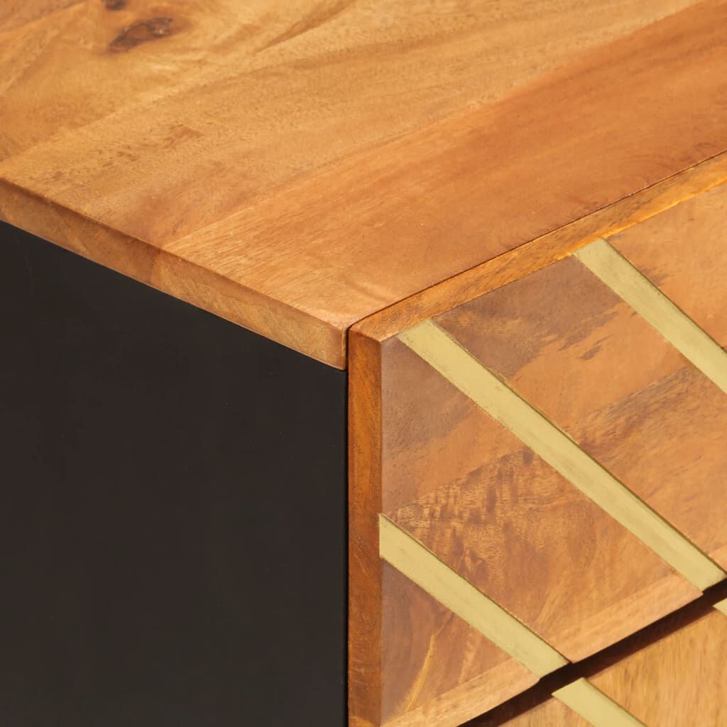 vidaXL Κομοδίνο Καφέ και Μαύρο 50x33x60 εκ. από Μασίφ Ξύλο Μάνγκο