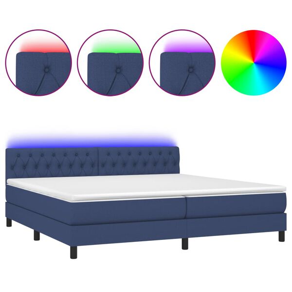 vidaXL &Kappa;&rho;&epsilon;&beta;ά&tau;&iota; Boxspring &mu;&epsilon; &Sigma;&tau;&rho;ώ&mu;&alpha; & LED &Mu;&pi;&lambda;&epsilon; 200x200 &epsilon;&kappa;. &Upsilon;&phi;&alpha;&sigma;&mu;ά&tau;&iota;&nu;&omicron;