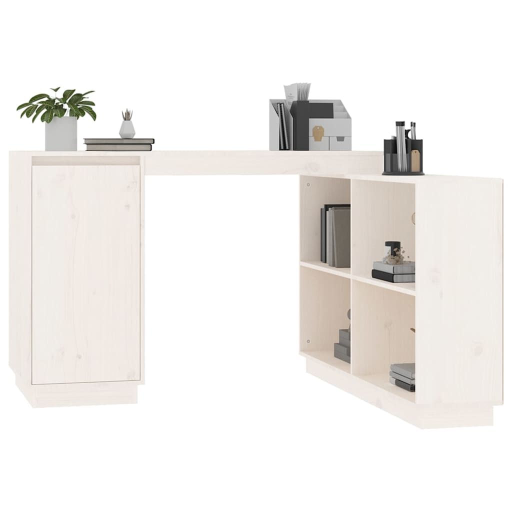 vidaXL Γραφείο Λευκό 110x50x75 εκ. από Μασίφ Ξύλο Πεύκου